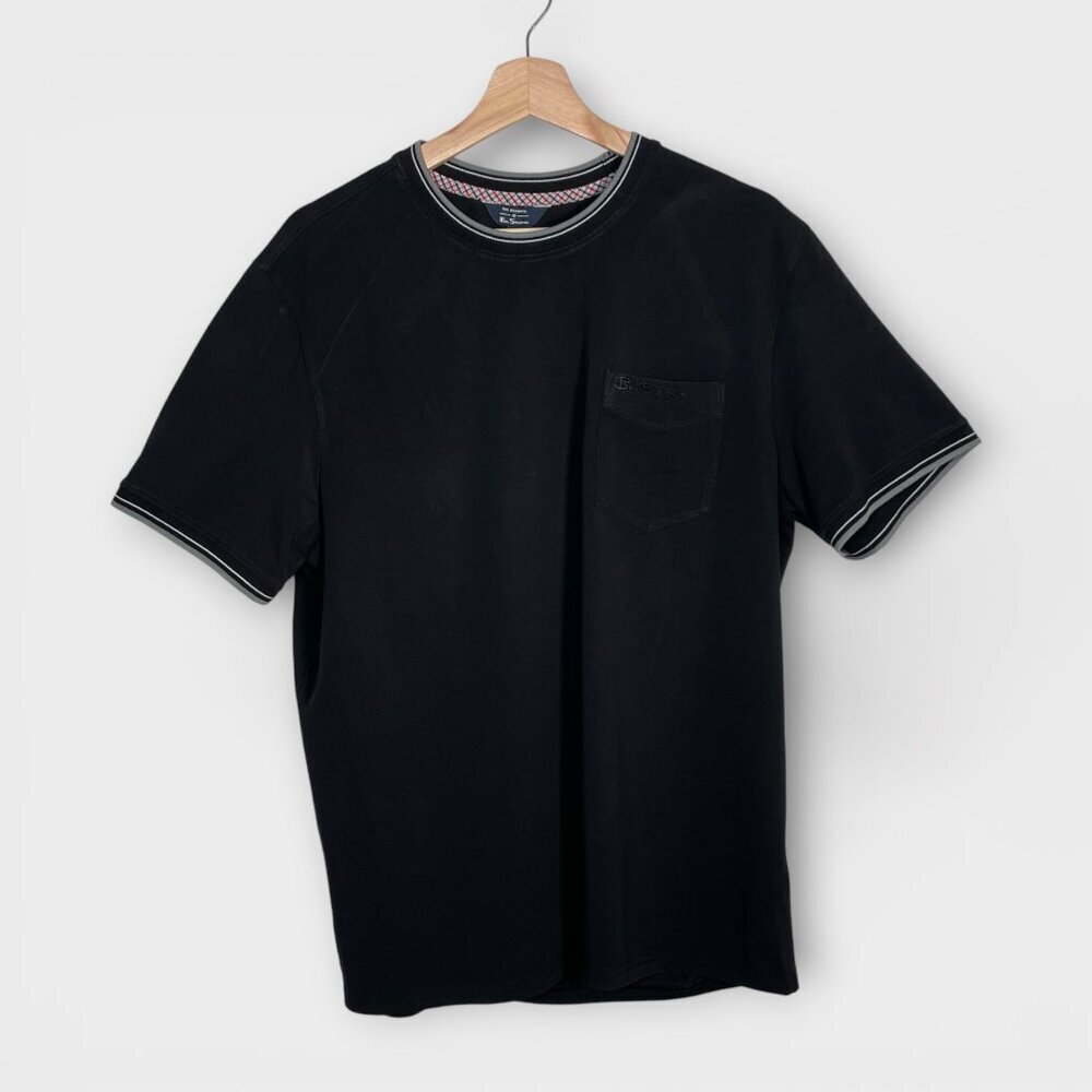 🦜 Ben Sherman T-shirt LARGE Black Short Sleeve